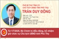 Danh sách các đồng chí Ủy viên Ban Thường vụ Tỉnh ủy Phú Thọ (mới)