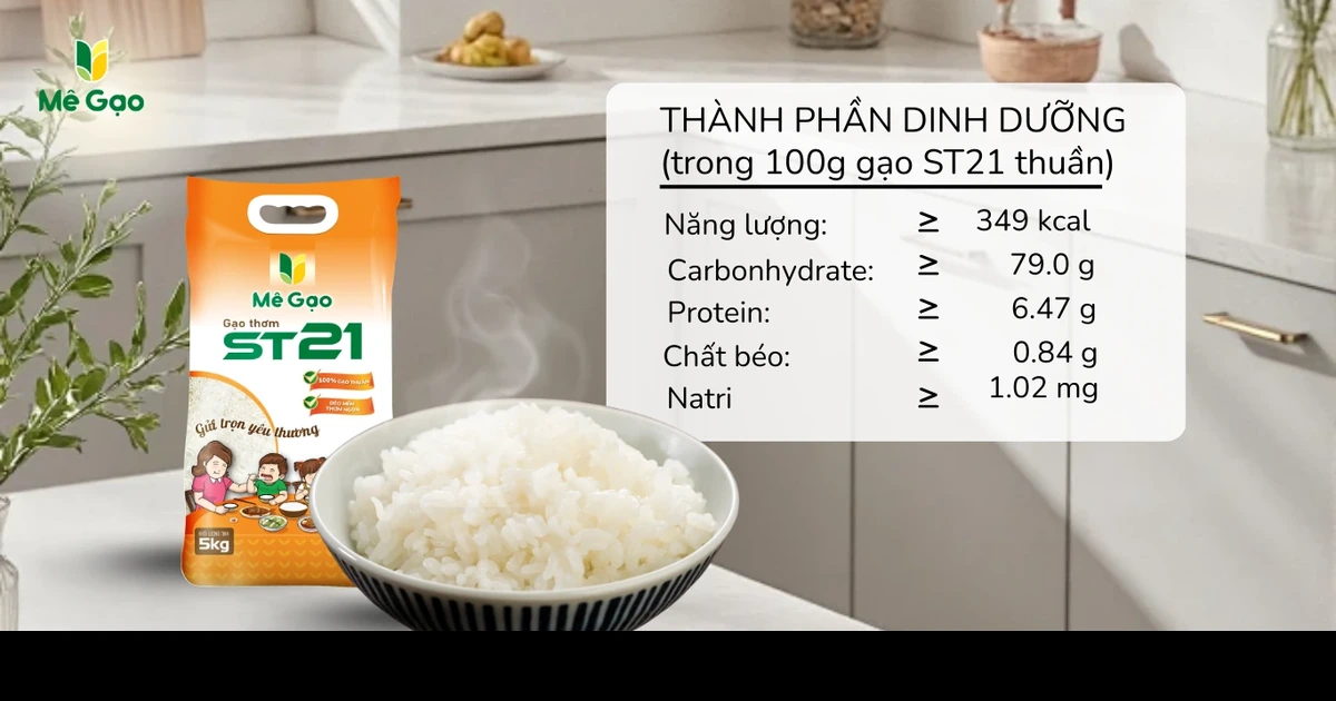 Giá trị dinh dưỡng trong 100g gạo ST21: Bảng thành phần chi tiết